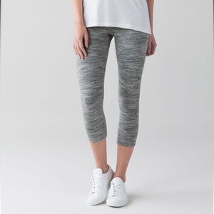Lululemon wunder under crop high rise heathered gray leggings size 2
